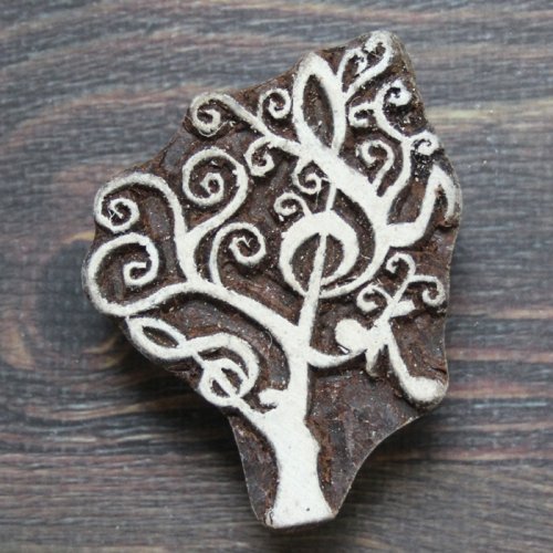 音符モチーフのインド木版アップしました　India