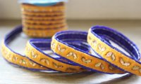 SALE!! インドのリボン：フェルト＆ビーズ　イエロー・ブルー　＜クリックポストOK＞