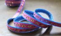 SALE!! 残１ｍ インドのリボン：フェルト＆ビーズ　ピンク・水色　郵送OK