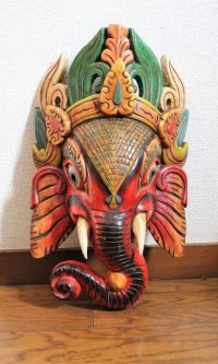 SALE！！ガネーシャマスク壁飾り　レッド