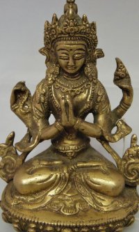 ネパール　真鍮　六字咒観音菩薩 ６インチ