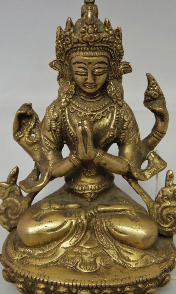 画像1: ネパール　真鍮　六字咒観音菩薩 ６インチ