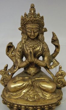 他の写真1: ネパール　真鍮　六字咒観音菩薩 ６インチ