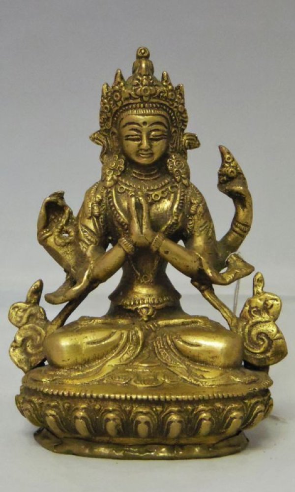 画像2: ネパール　真鍮　六字咒観音菩薩 ６インチ