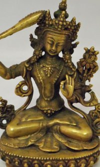 ネパール　真鍮　マンジュシュリー（文殊師利菩薩）６インチ