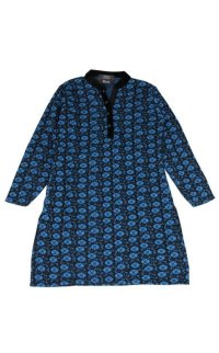 SALE!! ニットクルタ　M：ブルー＆ブラック ＊難あり