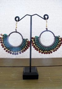 ピアス：グリーン&マルーン 