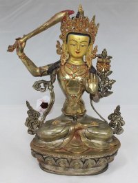ネパール　真鍮　マンジュシュリー （文殊師利菩薩）１２インチ