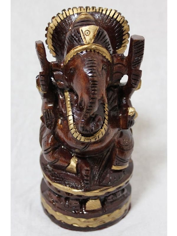 画像1: インド　木彫り　ガネーシャ