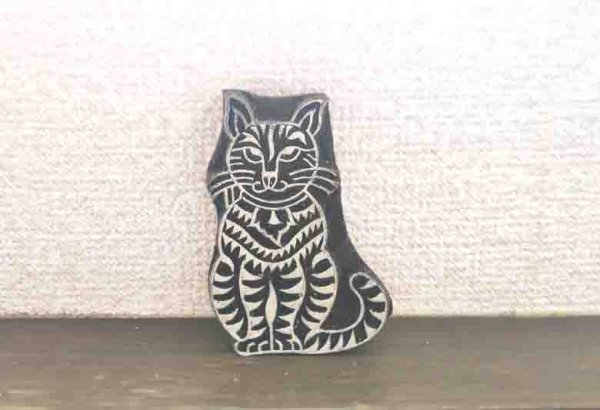 画像4: 再入荷 インド木版:猫 ＜クリックポストOK＞