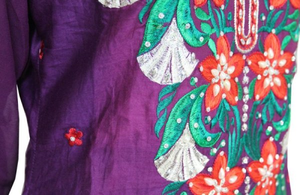 画像12: SALE! ! ＜S~M＞ パンジャビドレス：クルタ・チュリダール　パープル＆レッド