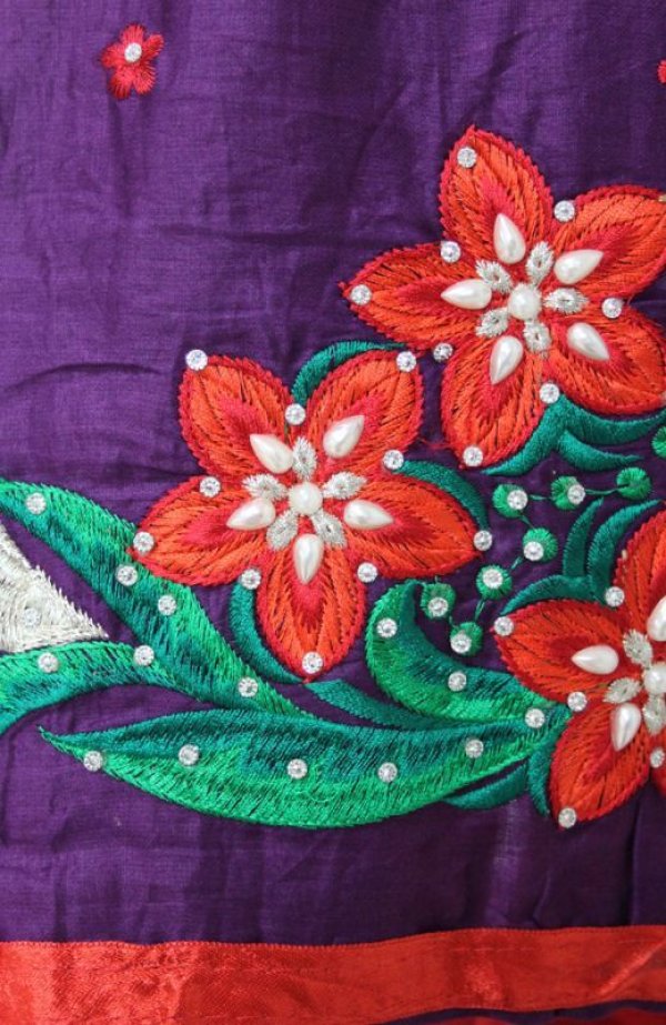 画像8: SALE! ! ＜S~M＞ パンジャビドレス：クルタ・チュリダール　パープル＆レッド