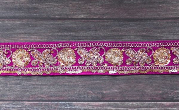 画像4: 【５０cm単位】 インド 刺繍 リボン レース：ピンク　＜クリックポストOK＞
