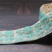 【１０cm単位】 インド 刺繍 リボン レース：水色 花　＜クリックポストOK＞