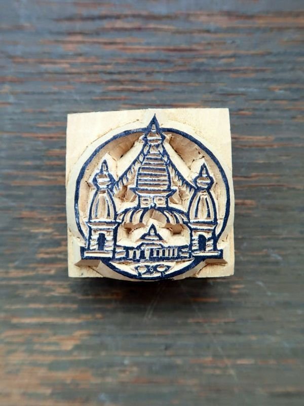 画像1: ネパール木版：スワヤンブナート寺院
