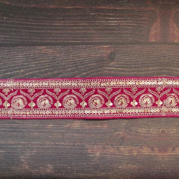 画像3: 【１０cm単位】 インド 刺繍 リボン レース：マゼンダ b　＜クリックポストOK＞