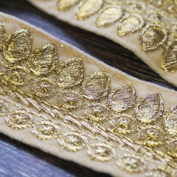 画像5: 【１０cm単位】 インド 刺繍 リボン レース：各ベージュ、エンジ　＜クリックポストOK＞