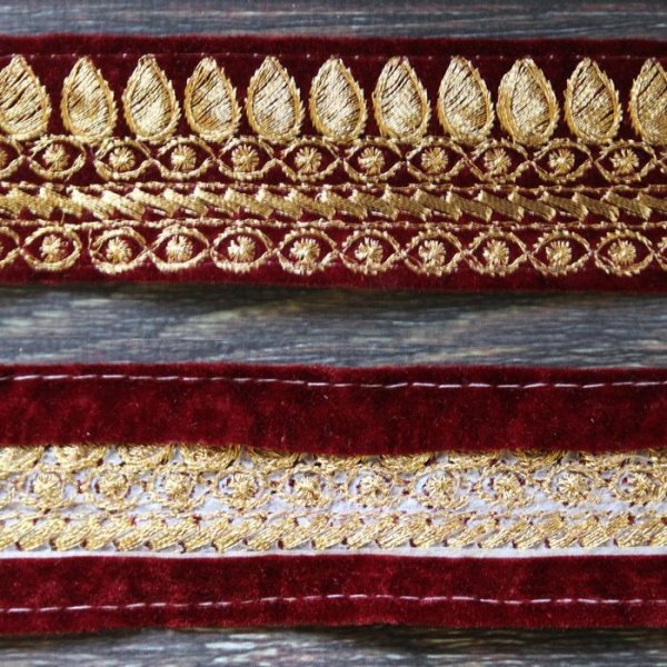 画像7: 【１０cm単位】 インド 刺繍 リボン レース：各ベージュ、エンジ　＜クリックポストOK＞