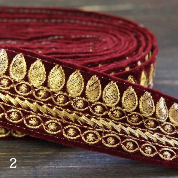 画像6: 【１０cm単位】 インド 刺繍 リボン レース：各ベージュ、エンジ　＜クリックポストOK＞