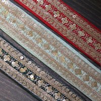 【１０cm単位】 インド 刺繍 リボン レース：各レッド、ミント、ダークグリーン　＜クリックポストOK＞