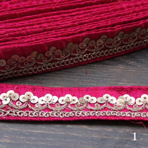 画像2: 【２０cm単位】 インド 刺繍 リボン レース：各ローズ、ダークグリーン、ピンク、ベージュ　＜クリックポストOK＞