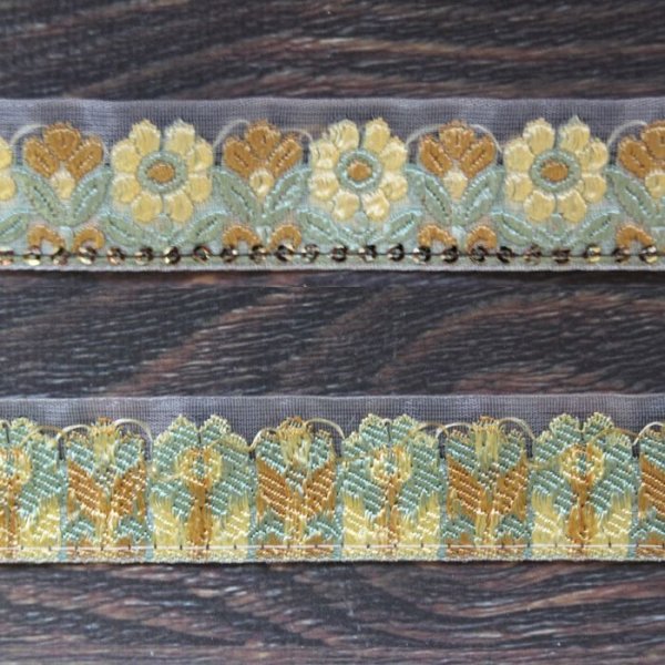 画像2: 【２０cm単位】 インド 刺繍 リボン レース： 黄色い花　＜クリックポストOK＞