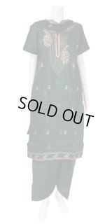 SALE!! ＜L＞パンジャビドレス：クルタ・サルワール　ダークグリーン
