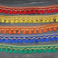インド 刺繍 リボン：各レッド、イエロー、オレンジ、ブルー、グリーン　＜クリックポストOK＞