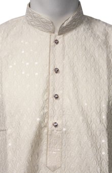 他の写真1: クルタ・パジャマ：クリーム色 L〜XLサイズ相当（インド表記４４）