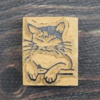ネパール木版：うたたねネコ ＜クリックポストOK＞