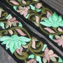 他の写真1: 【１０cm単位】 インド刺繍リボン：各ブラック＆水色、ブラック＆ピンク　＜クリックポストOK＞