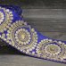 画像1: 【５０cm単位】 インド刺繍リボン：ブルー＆ゴールド　＜クリックポストOK＞ (1)