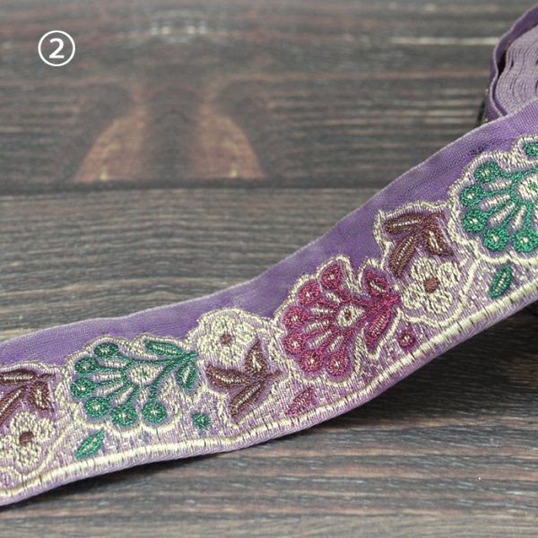 画像6: 【２０cm単位】 インド 刺繍 リボン レース： 各水色、紫　＜クリックポストOK＞