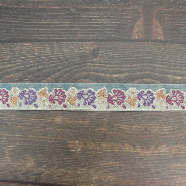 画像4: 【２０cm単位】 インド 刺繍 リボン レース： 各水色、紫　＜クリックポストOK＞