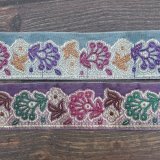 【２０cm単位】 インド 刺繍 リボン レース： 各水色、紫　＜クリックポストOK＞