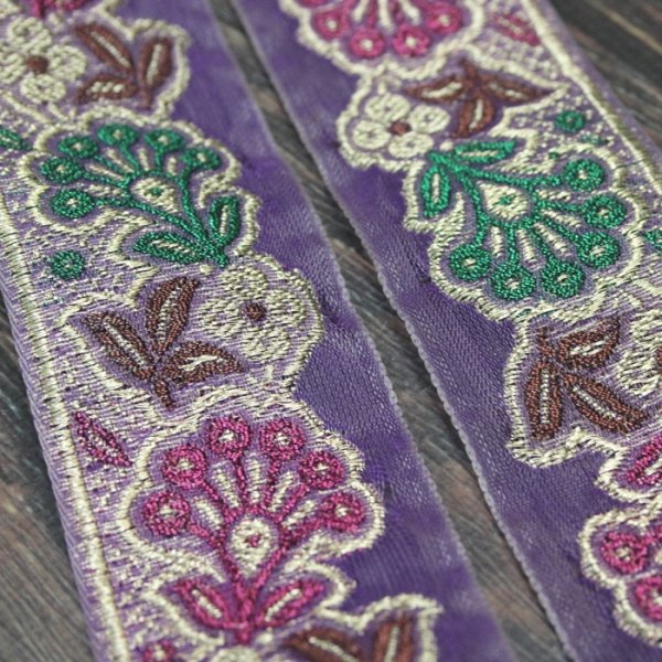 画像9: 【２０cm単位】 インド 刺繍 リボン レース： 各水色、紫　＜クリックポストOK＞