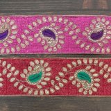 【１０cm単位】 インド 刺繍 リボン レース： ペイズリー 各カラー　＜クリックポストOK＞