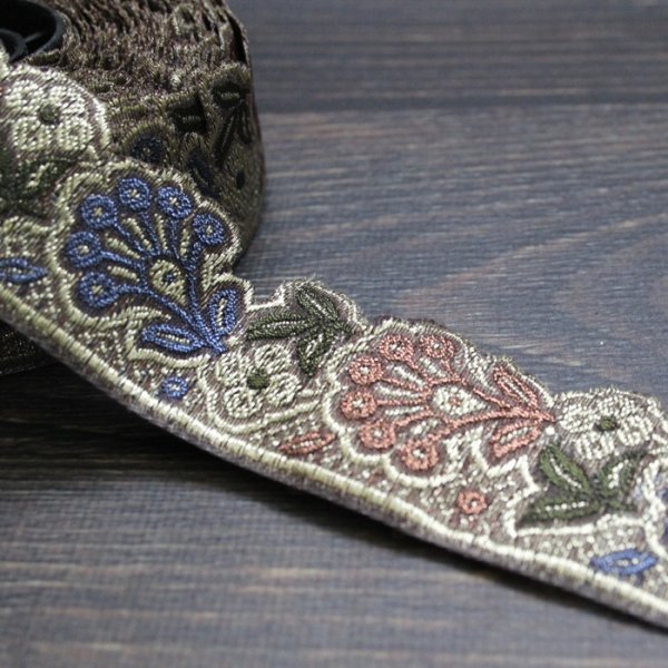 画像1: 【２０cm単位】 インド 刺繍 リボン レース： ピンク＆ブルー　＜クリックポストOK＞