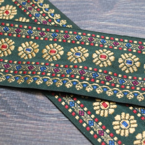 画像4: 【１m単位】インド刺繍リボン：ダークグリーン　＜クリックポストOK＞