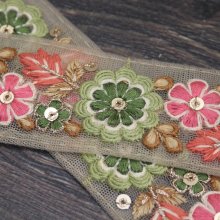 他の写真2: 【１０cm単位】インド刺繍リボン：花　各カラー　＜クリックポストOK＞