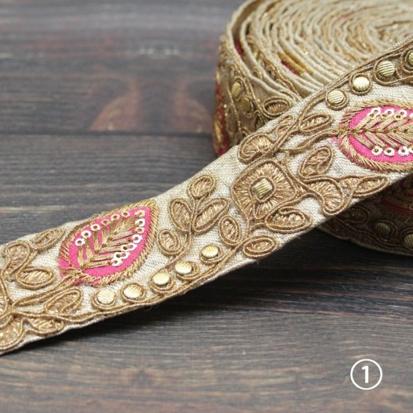画像2: 【１０cm単位】インド刺繍リボン：リーフ 各カラー ＜クリックポストOK＞