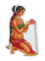 インドステッカー：花を捧げる人 右向き  ＜クリックポストOK＞