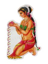 インドステッカー：花を捧げる人 左向き  ＜クリックポストOK＞