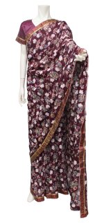 サリー：レッドパープル フラワー