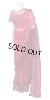 SALE!! サリー：ピンク~レッドパープル リーフ