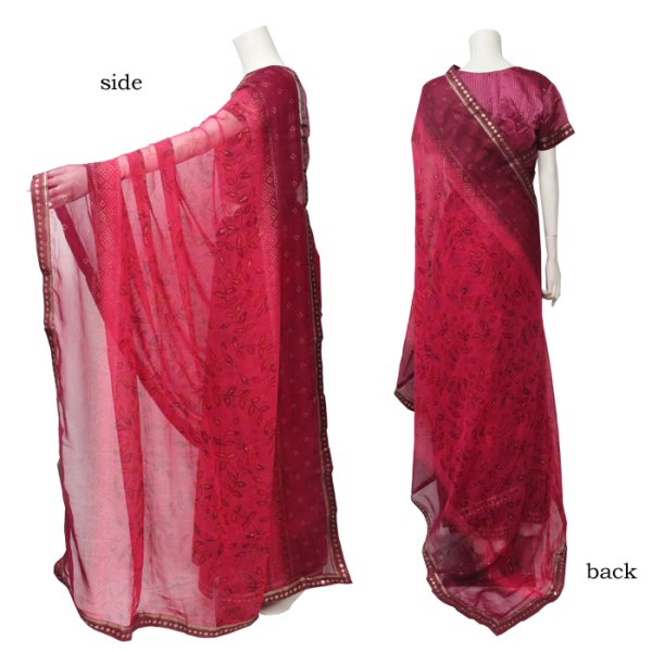 画像2: SALE!! サリー：ピンク~レッドパープル リーフ