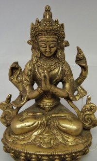 画像1: ネパール　真鍮　六字咒観音菩薩 ６インチ