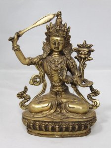 画像1: ネパール　真鍮　マンジュシュリー （文殊師利菩薩）８インチ (1)