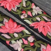 画像2: 【１０cm単位】 インド刺繍リボン：各ブラック＆水色、ブラック＆ピンク　＜クリックポストOK＞