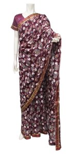 画像1: サリー：レッドパープル フラワー (1)